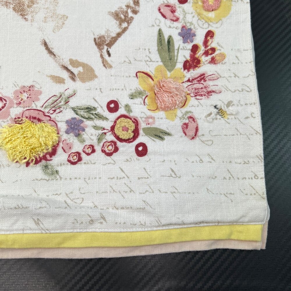 Pier 1 Imports Floral Embellished Easter Bunny Rabbit Table Runner 70"x12” - Picture 5 of 11